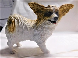Small Gold and White standing papillon statue - 4